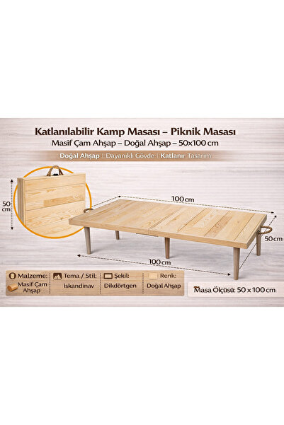 Empressco Industrial Living katlanılabilir piknik masası -El yapımı kamp masa...