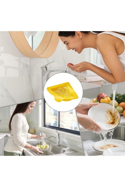 yusa stores Triangle Sink Strainer and Organizer - Corner Kitchen Sink Strainer Fruit Vegetable Washing Container - 17.5 cm
