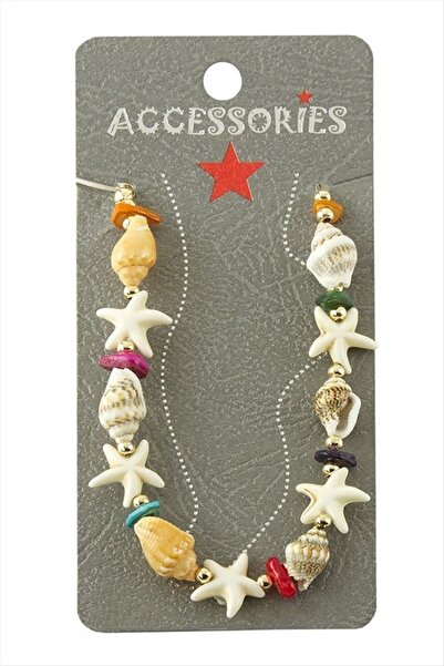 Generic Brand Sea Star Seashell Broken Natural Stone Anklet - Tile