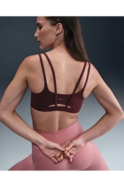 Nike Alate Trace Hafif Destekli Bra Bordo Kadın Sporcu Sütyeni