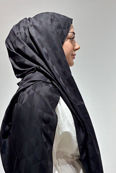 Firuze scarf Cotton & Bamboo Black Jacquard Shawl