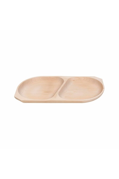 FOXMAG24 Tavă din lemn de fag cu 2 compartimente, 44x23x2.5 cm, pentru servire