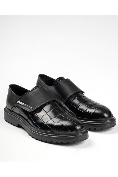 TerziAdemAltun Italian Style Inner Outer Natural Leather Men's Shoes Black T1...