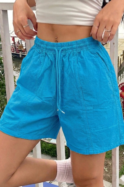 Tarz Cool Γυναικείο καλοκαιρινό σορτς από 100% βαμβάκι με ελαστική μέση και ά...