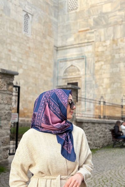 Firuze scarf Mozaic Pattern Pink Soft Scarf