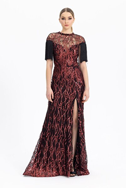 Rain and River Evening dress with sequence and tassel detail