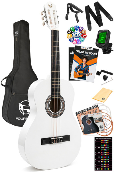 Fourtune Luca C-180WH Beyaz Klasik Gitar Seti 4/4 Sap Ayarlı