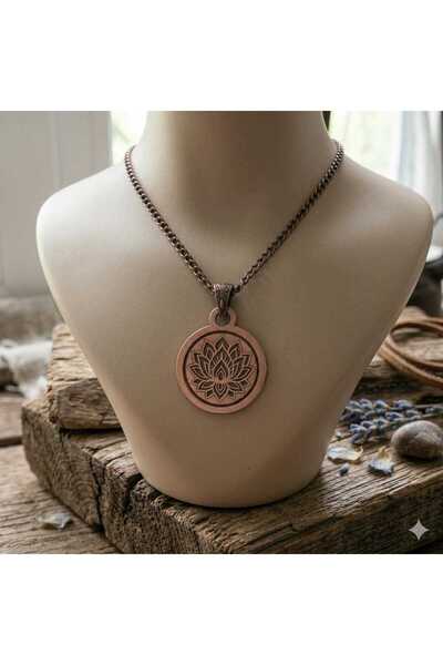 Zib Grips Velvet Copper Lotus Mandala Copper Necklace Handmade Boho Spiritual Gift