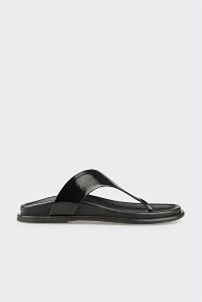 Elle Shoes Siyah Deri Kadın Terlik