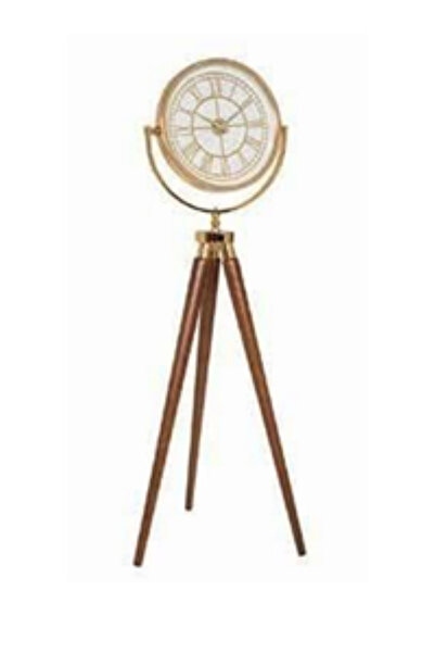 Savita Home Tripod Saat Gold Ceviz Dekoratif Ayaklı Saat