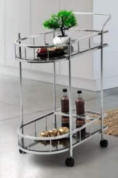 Savita Home Servis Arabası Füme Camlı Metal Gövde Modern Çok Amaçlı Tekerlekl...