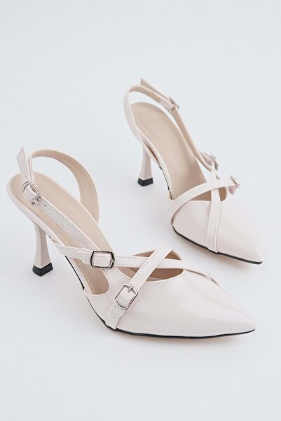 bulutmod Ba04605 Women's Leather Cross-Strap Classic 8 cm Heeled Shoes - 38