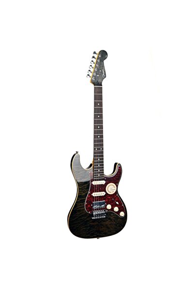 guson SuperStrat HSS Elektro Gitar Quilted Siyah