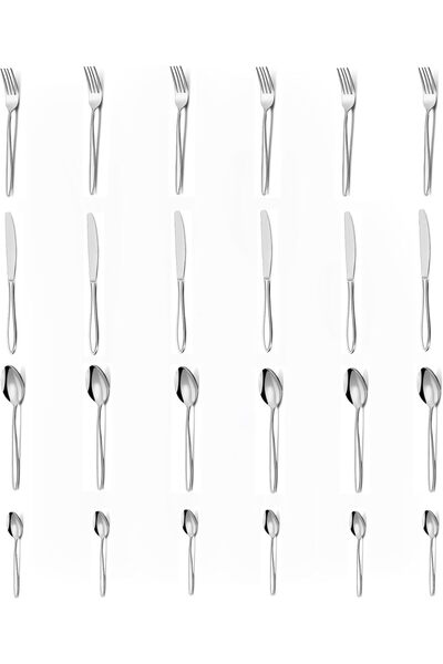 Generic SKY-TOUCH 24-Piece Stainless Steel Cutlery Set for 6 People, Mirror P...
