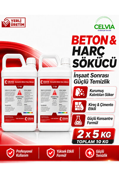 CELVIA Temizlik Beton Harç Sökücü C-158 Konsantre 2 x5 KG 10 Kg İnşaat Sonras...