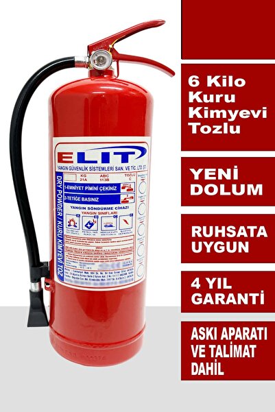 ELİT YANGIN VE GÜVENLİK SİSTEMLERİ Yangın Söndürme Tüpü 6 Kg Tozlu 4 Yıllık R...