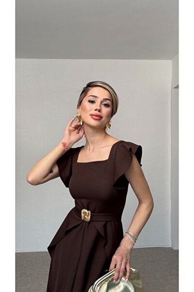 Nesil Ruffled Long Dress with Belt