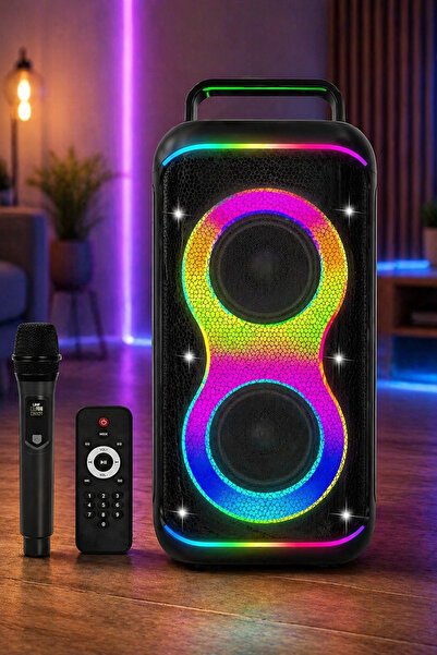 Blackbird Game Center Hepu HP-S60 6000W Işıklı Karaoke Hoparlörü - Kablosuz Mikrofon Setli Parti Hoparlörü