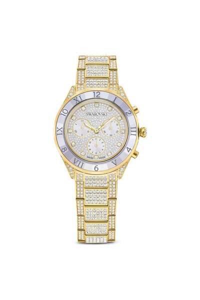 Swarovski Dextera Lux Saat İsviçre Üretimi Metal Bileklik Altin Rengi Sari Al...
