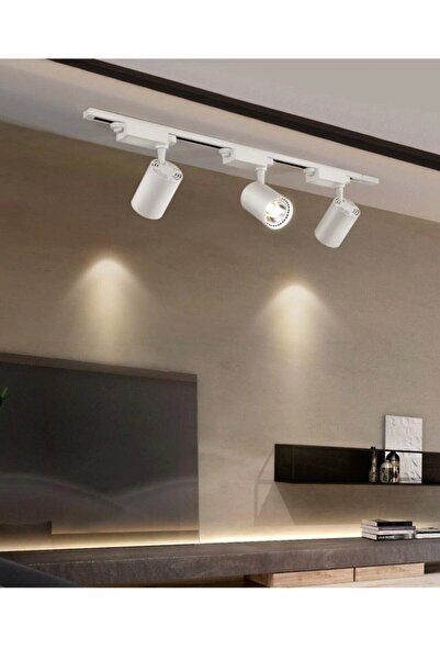 Empressco Beyaz Günışığı 30W 3'lü 360 Dönen Ray Spot Lamba, 1m Raylı Armatür