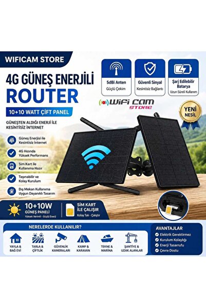 WIFICAM PLUS Sim Kartlı Solar Router 4G İnternet ve Geniş WiFi Ağı