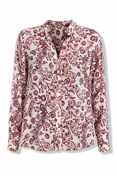 5in1Canpolat Pink Shawl Patterned Shirt