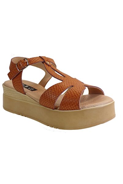 OEM Bagiota Shoes Γυναικεία Πέδιλα Πλατφόρμα 811 Ταμπά Φίδι Δέρμα