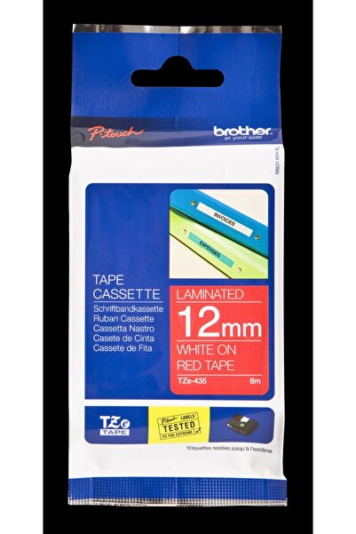 Brother TZE-435 LAMINATED TAPE 12MM 8M WHITE ON RED