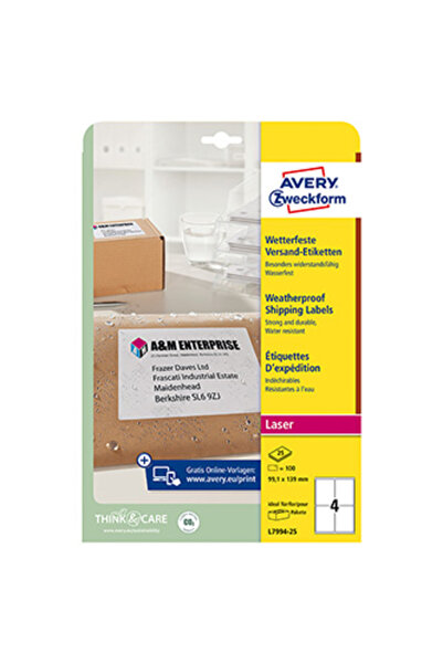 Avery Zweckform etichete 99.1mm x 139mm, A4, albe, 1 etichetă, impermeabile, ...