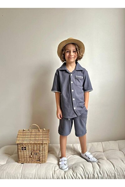 YİGİT BUTİK Set elegant pentru băieți, cu pantaloni scurți, combinație de vară