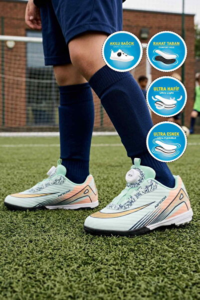 AYAKMOD Water Green Lace-Up Boys' Astroturf Field Shoes 620 P-F
