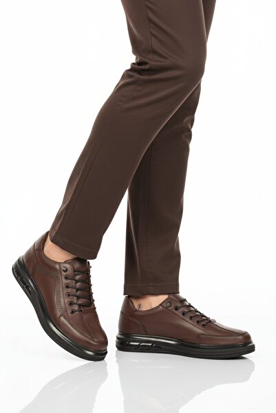 Aspor Brown Genuine Leather Heel Gel Men's Casual Shoes