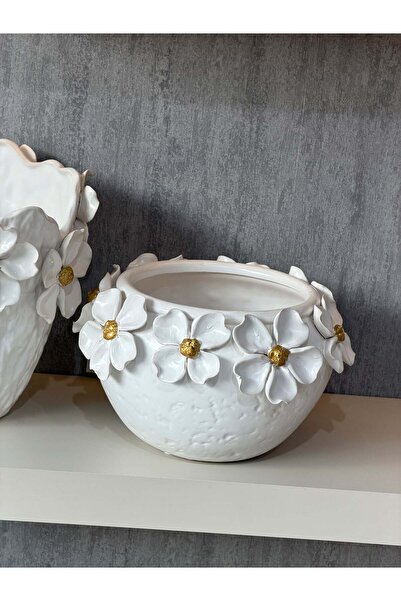 YASAR CONCEPT Florina Çiçek Detaylı Porselen Kase