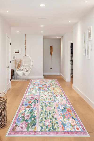 Hülya Home Salon Halısı Mutfak halısı Yolluk Geometrik İskandinav Eskitmeli Dijital Baskı Yıkanabilir halı 9144