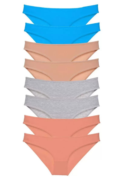 Mestore 8 Pieces Super Eco Set Lycra Women's Slip Panties Skin Gray Powder Blue