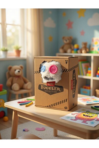 Natavanbutık 👀🔘 Düğme Gözlü Çılgın Peluş Canavar Beyaz🧸✨ Fuggler Laboratuv...