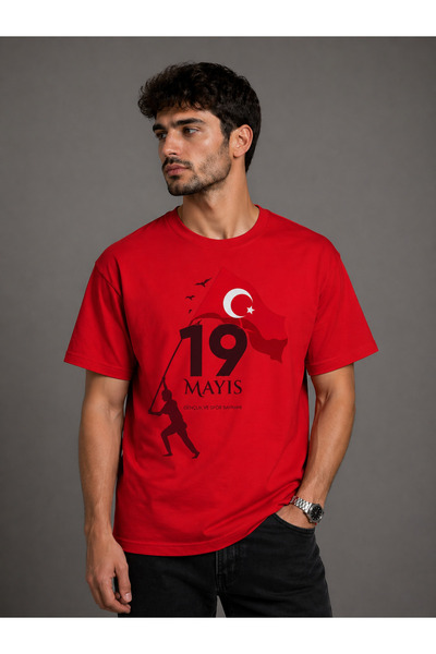 VODEXA 19 May Youth Day Unisex Oversize T-Shirt Printed 100% Cotton T-Shirt C...