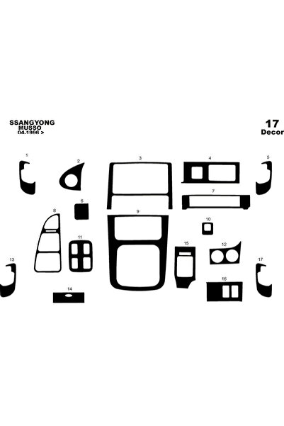 Marscockpitdesign غطاء كونسول توربيدو لسيارة سانغيونغ موسو 1996-1999، 17 قطعة