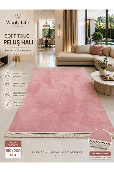 WOOLY LIFE Peluş halı 150x200 yumuşak doku yeni nesil kaymaz taban halı