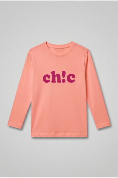 Shifre Girl's Crew Neck Printed Long Sleeve T-Shirt