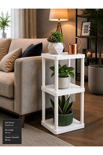 CasaNovi Sakura 3 Katlı Çiçeklik Saksılık Beyaz