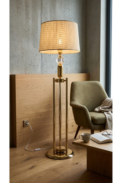 Decodelight Gold Meşale Model Kristal Taşlı Metal Ayaklı Pileli, Hazeran ve K...