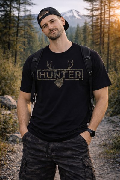 FECCY Tricou unisex supradimensionat cu imprimeu Hunter, tematică Hunter, pentru femei, tricou pentru bărbați, tricou supradimensionat din bumbac