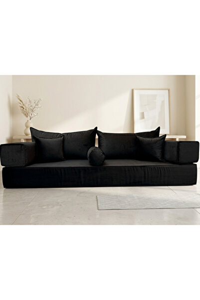 FEYZA DECOR HOME Premium Kadife Modern Şark Köşesi 8 Parça – 20 cm Süngerli M...