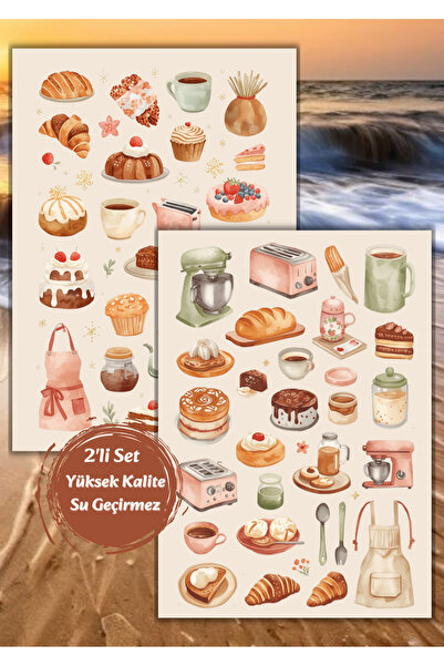 VORACRAFT 2'li Pasta Bakery Rustik Mutfak Sticker Set Ajanda Bullet Junk Jour...