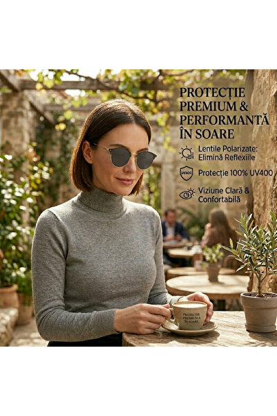 AVRALIA Ochelari Fotocromatici Femei Polarizati UV400, Anti-Lumina Albastra, Protectie Calculator, Rama Metal Negru Auriu Premium, Toc + Garantie -