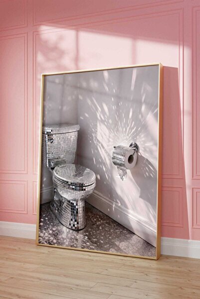 NinaStore Maksimalist Tuvalet Baskısı | Eğlenceli Banyo Duvar Sanatı | Disko ...