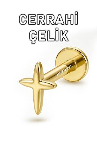 MORNEVA Cerrahi Çelik Taşsız Kuzey Yıldızı Helix Conch Tragus Kulak Piercingi...