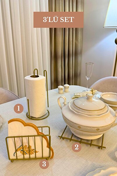 Edora Home Set of 3 Matte Gold Cage Napkin Holder Upright Paper Towel Holder ...
