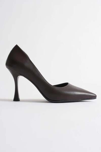 modaiconu Women's Bitter Brown Skin Heeled Shoes Tr08Ms45Y